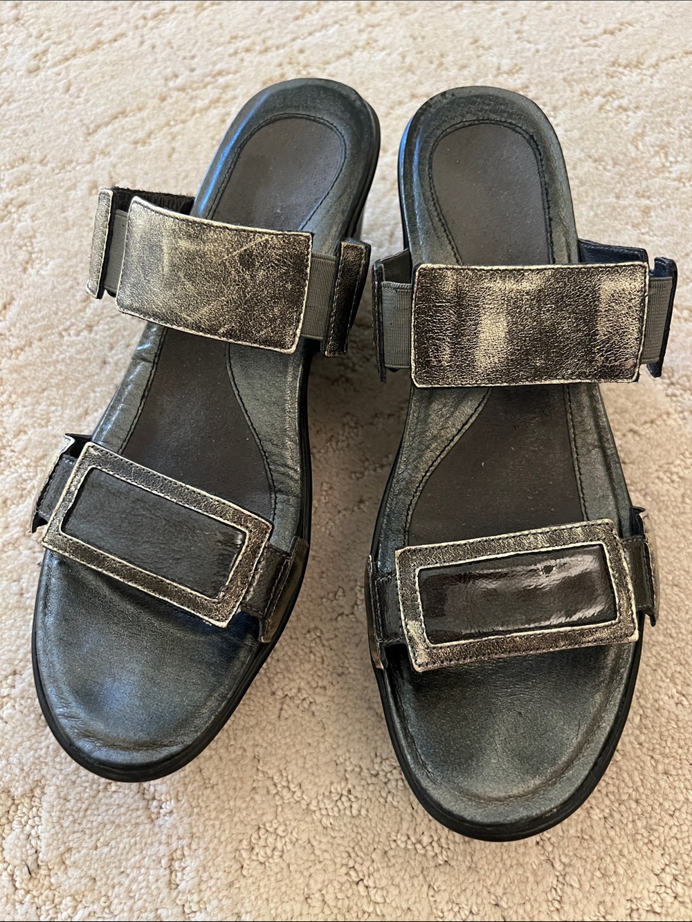 Naot Metallic Grey  Wedge Sandals
Like New!!!